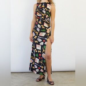 Lisa Says Gah Black Patterned Midi Dress